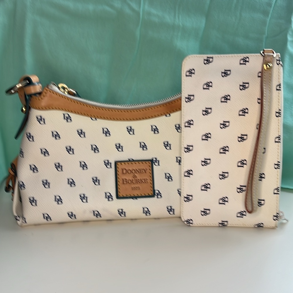 Dooney & Bourke Mini East/West Slouch Hobo Bag, & Wristlet EUC